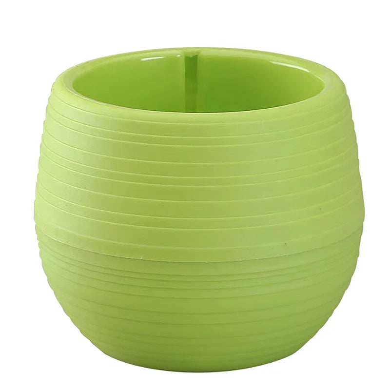 cache pot résine coloré moderne rayures horizontales plante succulente bleu blanc jaune rouge vert
