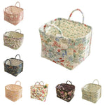paniers rangement tissu floral multicolore vintage réutilisables armoire poignées transportables multifonctionnels