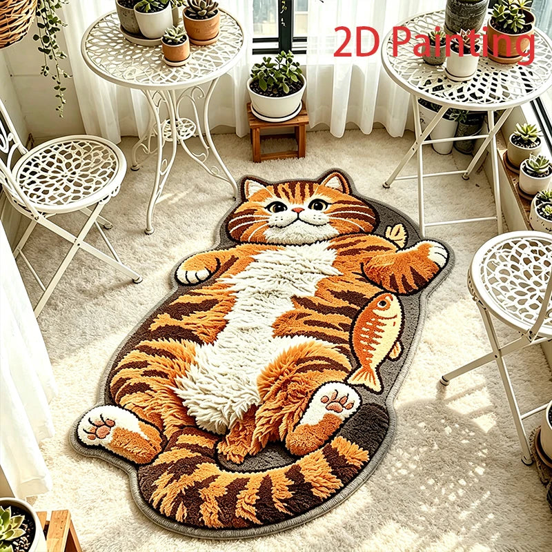 tapis orange blanc gris imprimé 3d tigre pois créatif salon chambre couloir polyester polaire