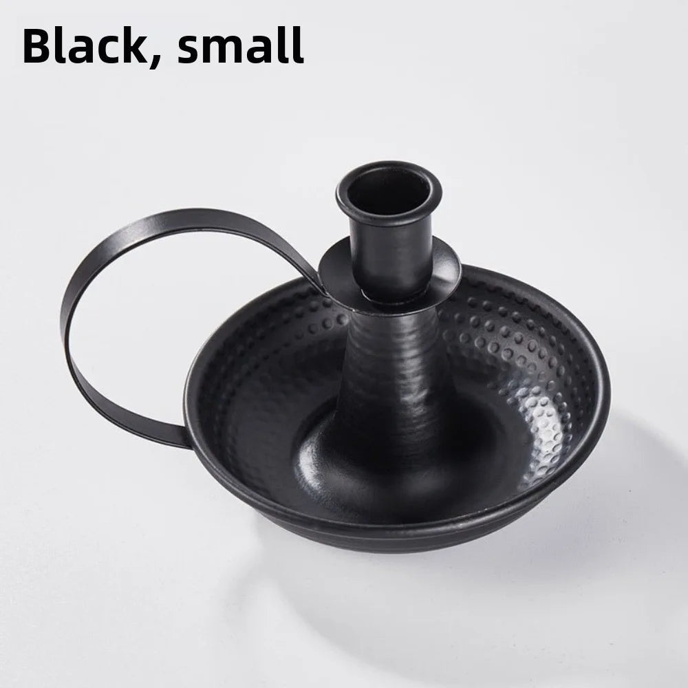 bougeoirs support bougie vintage or noir hammered texture décoration maison anneau retro nouveau classique