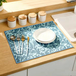 tapis cuisine violet floral moderne adhésif absorbant anti dérapant poly