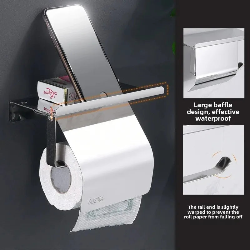 porte rouleau papier toilette acier inoxydable argenté moderne adhésif sans perçage double rouleau support