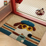 tapis antidérapant polyester moderne entrée salle bain dessin animé chien pull carreaux