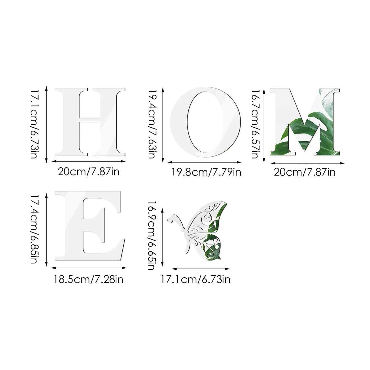 lettres decoratives murales blanc vert moderne adhesif papillon intégrées chambre entrée