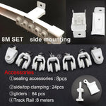 rails rideaux courbés pvc blanc flexible accessoires anneaux boucles poulies supports minimaliste
