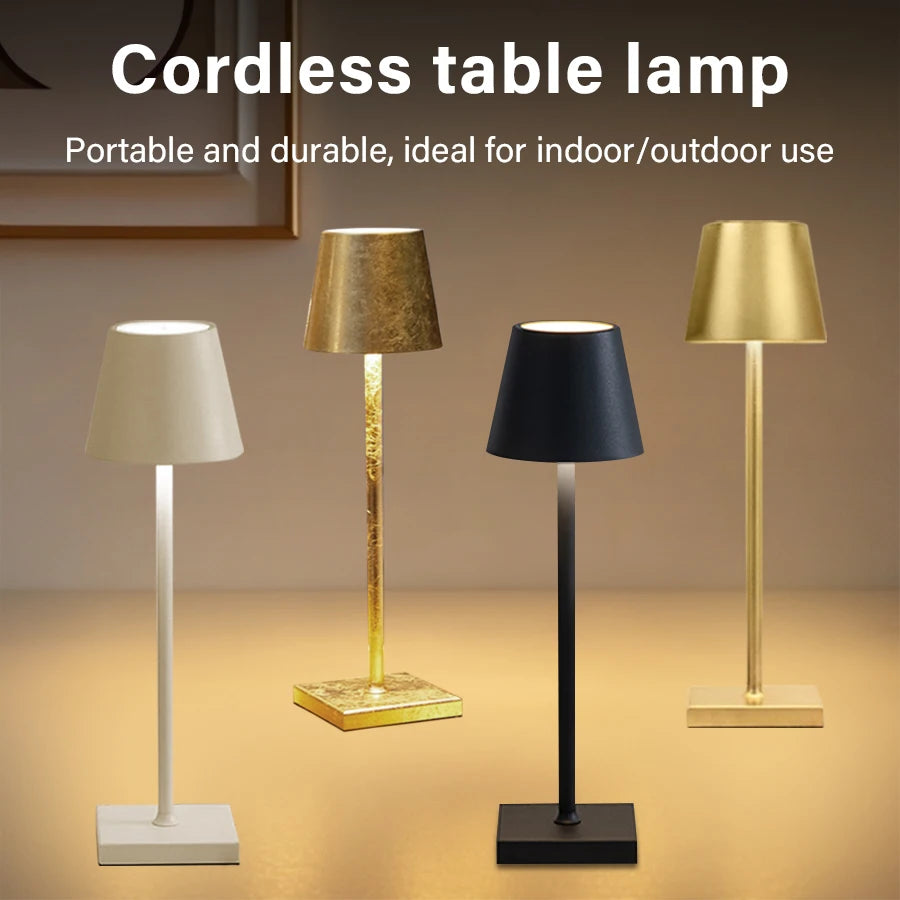 veilleuse sans fil lampe table rechargeable tactile blanc doré moderne