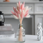 bouquet pampas séchés blanc rose bleu boho fluffly décoration maison anniversaire mariage party