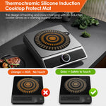 tapis protection silicone induction noir beige rayures moderne 25x22cm thermochromique