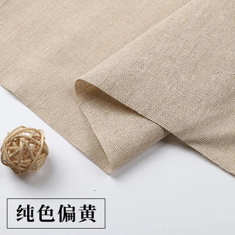 tissu coton lin beige clair résistant déchirure texture tissée simple rustique 135cm largeur tissu