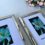 cadre photo rectangle métal argenté relief texturé pouces pouces pouces décoration intérieure classique