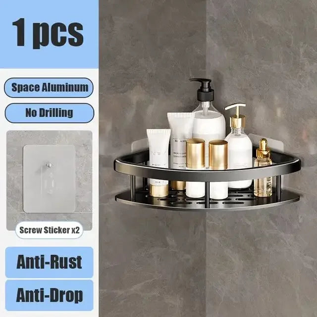étagère murale aluminium noir contemporaine clips magnétiques rangement salle bain douche toilettes multifonctionnelle fixations