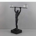 sculpture décorative moderne noir transparent figure humaine musclee sphères lisses maison art deco