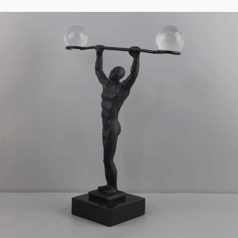 sculpture décorative moderne noir transparent figure humaine musclee sphères lisses maison art deco