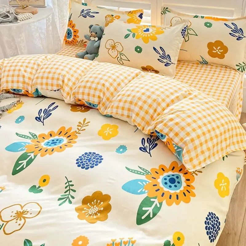Housse de couette 180x200 cm violette avec coussins coordonnés