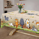 nappe table motif chats papillons floral printemps été moderne réutilisable polyester maison