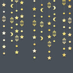 guirlande étoiles lunes lanternes or argent effets scintillants décoration eid mubarak festive intérieur