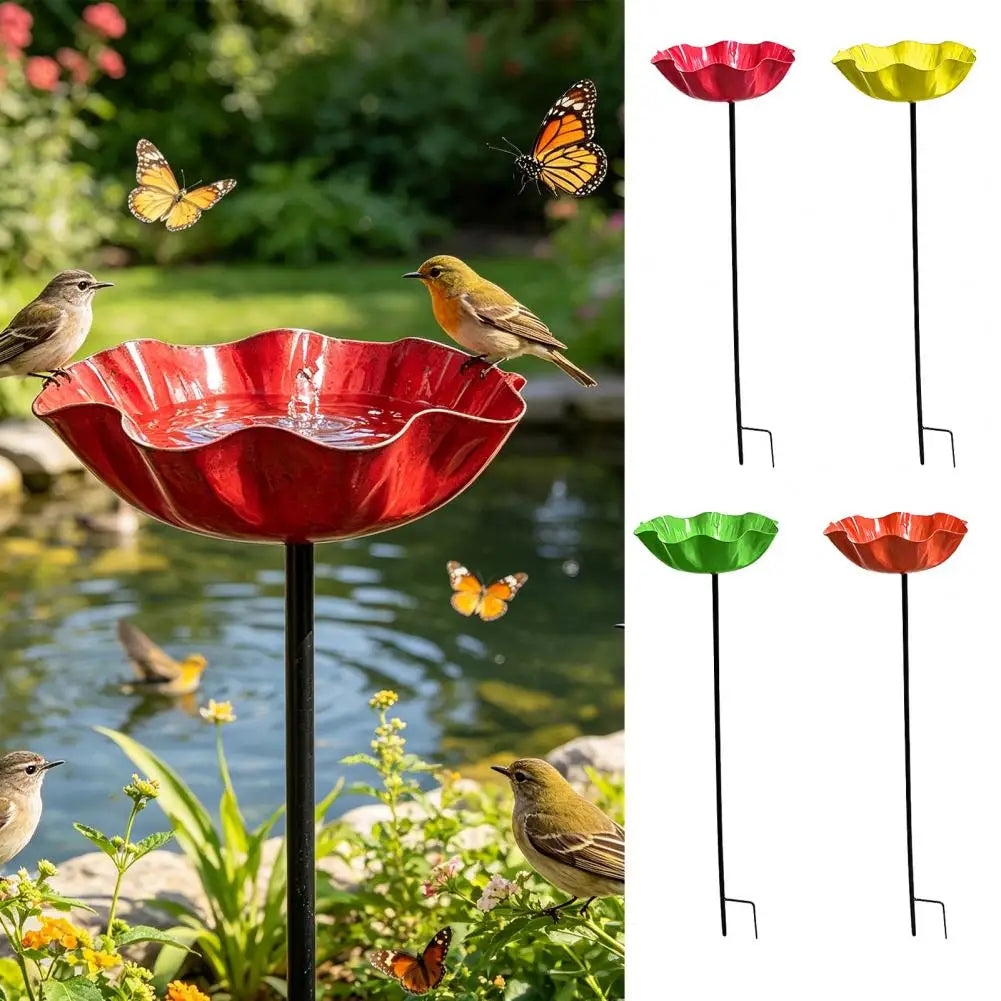 bassin oiseaux rouge forme fleur moderne extérieur tringle jardin pollinisateurs eau
