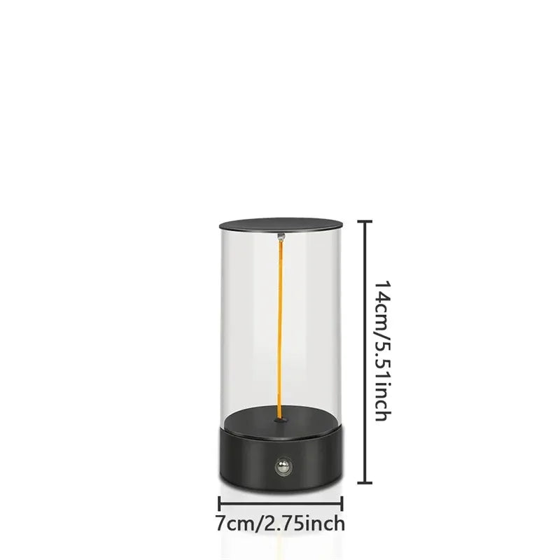 lampe décorative ambiancé filaments lumineux noir transparent rechargeable tactile chambre