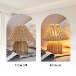 lampe table moderne tressée bambou marron clair éclairage salon USB