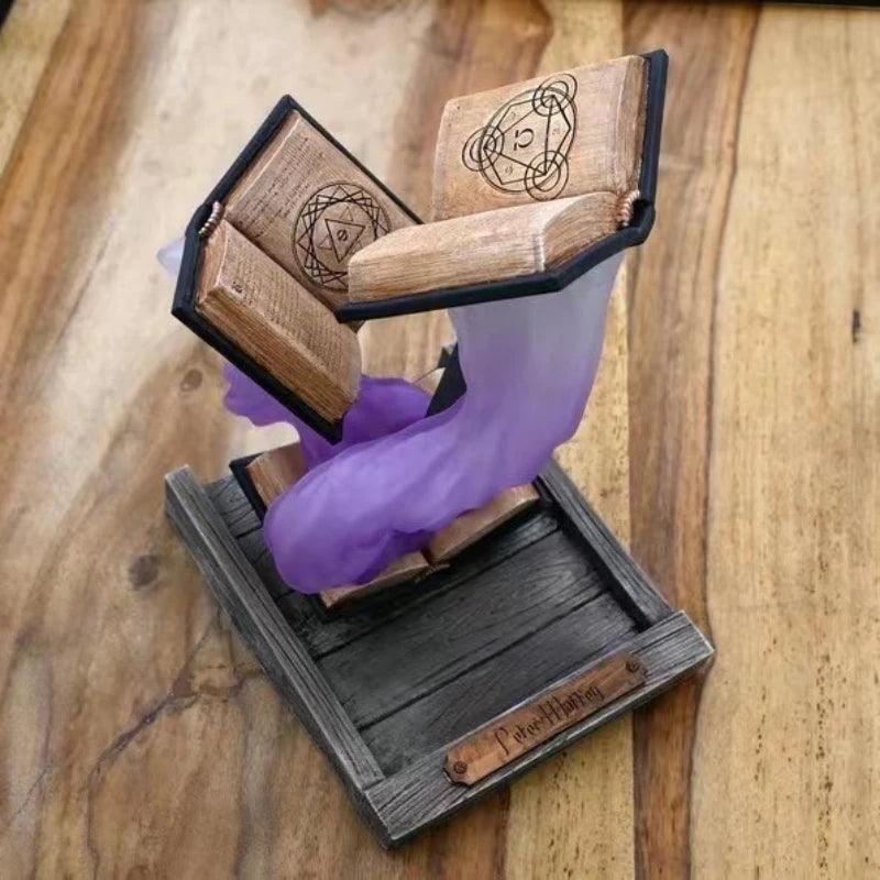 décoration table jeu rôle sculpture magique artisanale livre objet décoratif couleur noir brun violet
