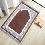 tapis prière musulman flocage antidérapant moderne noir violet rose marron gris bleu İslam présentation