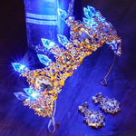 couronne baroque ornements diamants boucles oreilles cristaux multicolores occasion fête mariage anniversaire