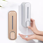 distributeur savon liquide mural blanc doré moderne adhésif bouton déclenchement fenêtre remplissage minimaliste