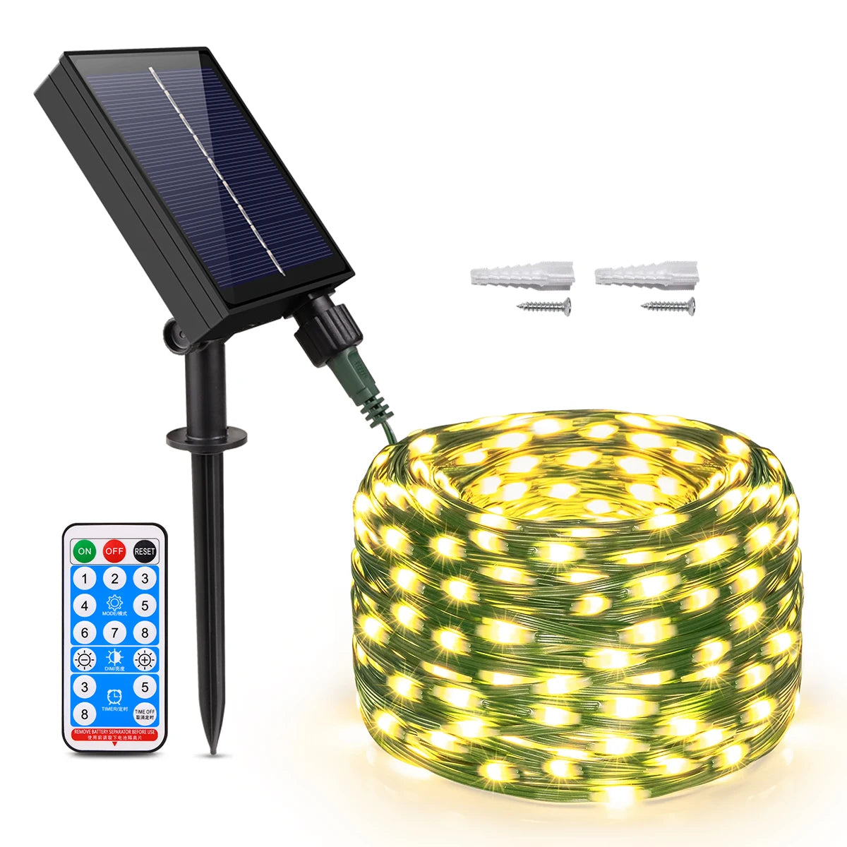 guirlande lumineuse led solaire modes multicolore moderne télécommande étanche ip65