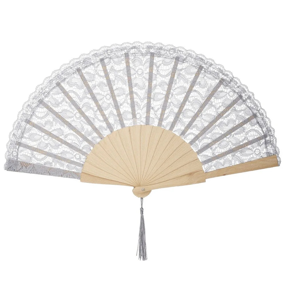 éventail classique dentelle blanc vert rouge tassels opacité portable
