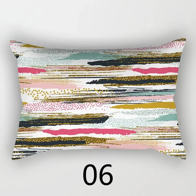 taie d'oreiller rectangulaire 30x50cm housse coussin décoration moderne motif abstrait coton polyester