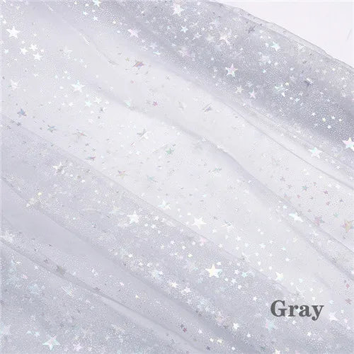 tissu nylon étoiles dorées vert clair rose jaune gris rouge translucide décoratif couture bricolage