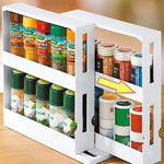 étagère rotative épices blanc moderne niveaux coulissante organisation cuisine blanc mat fixations