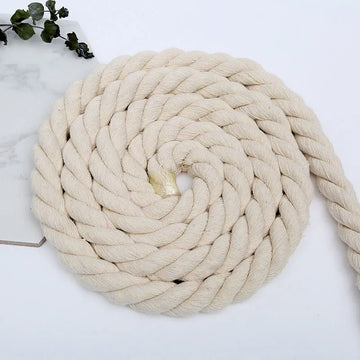 corde macramé coton beige 6mm 7mm 8mm rustique artisanal tissée spirale imperméable enduite decoration