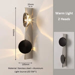 applique murale moderne led deux têtes éclairage quotidien murale acier inoxydable noir doré argenté
