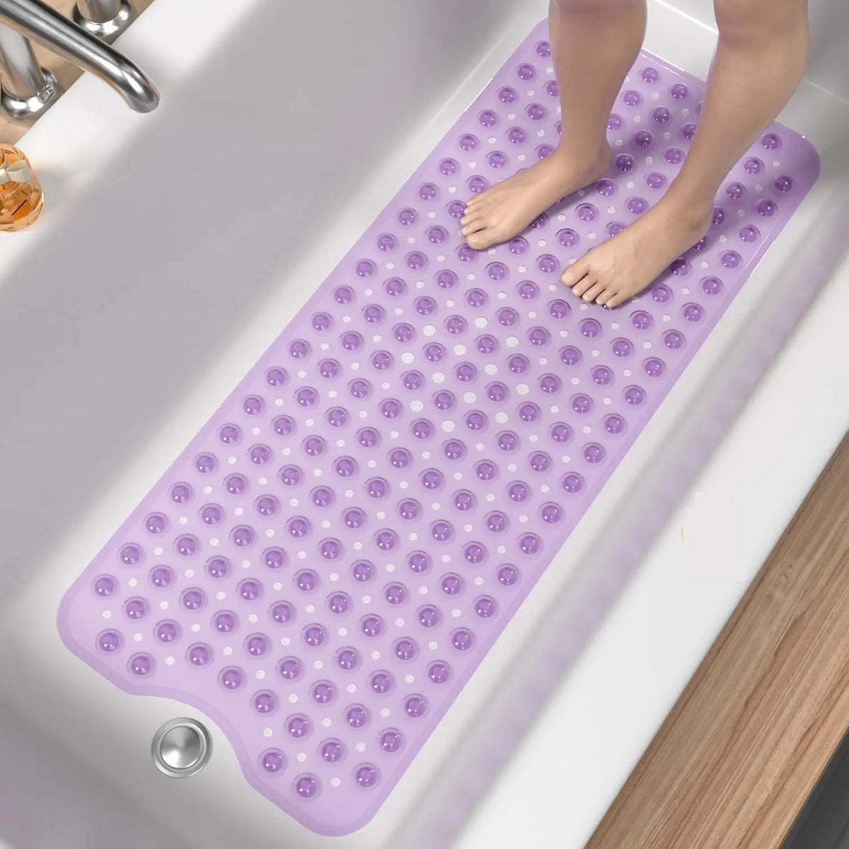 tapis bain antidérapant noir texturé surface ventouses 40x101cm moderne salle bain