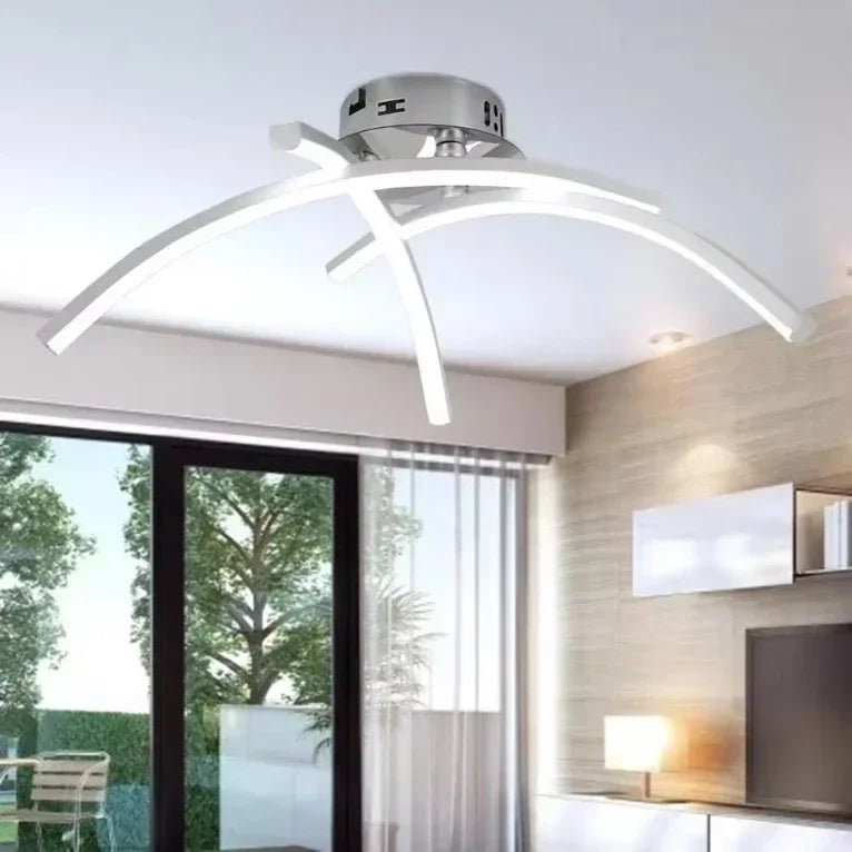 lampe led moderne blanc contemporain lignes courbes fixation murale bande acrylique aluminium