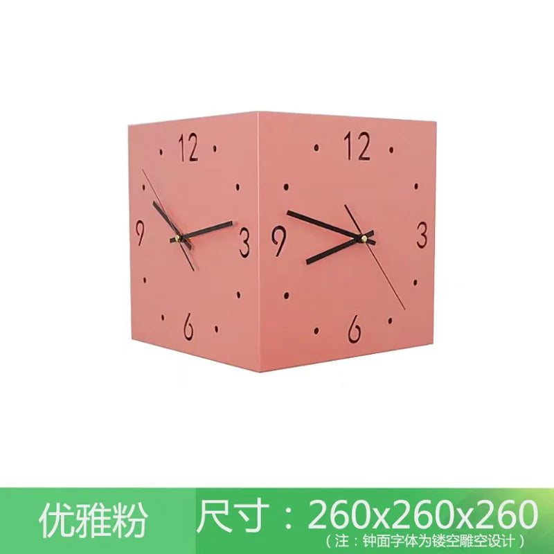 horloge murale double face moderne carrée aiguille numérique éclairée minimaliste