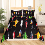 Housse de couette poisson 140x200cm couleur bleue sur lit enfant