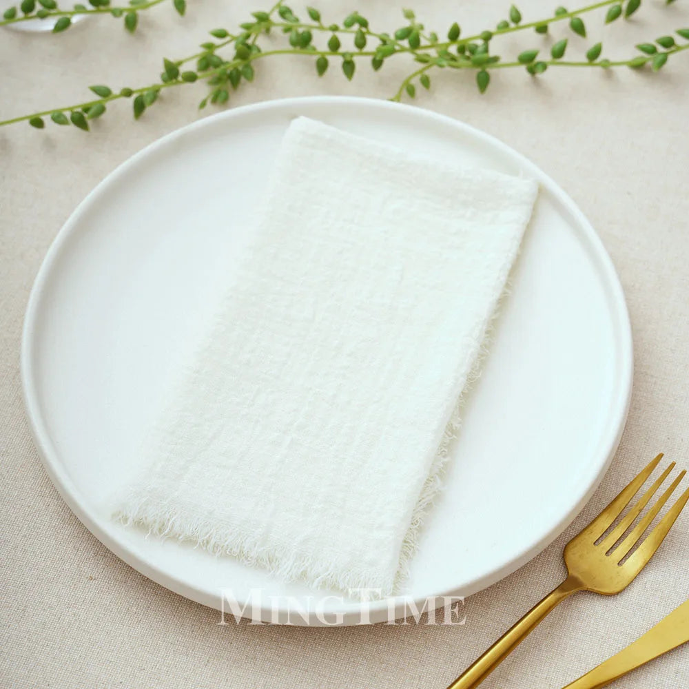lot 10 serviettes table coton jaune texture rugueuse moderne maison