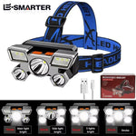lampe frontale rechargeable led noire camping chasse pêche nuit cordon usb