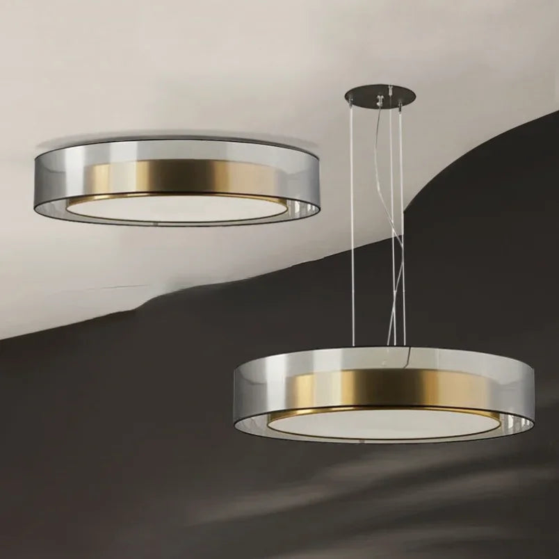 lampe suspendue moderne or noir blanc lisse brillante salon chambrehôtel