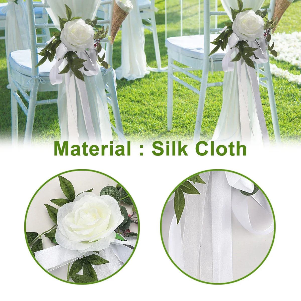 décoration mariage chaise fleurs artificielles soie rose blanc anniversaire baby shower