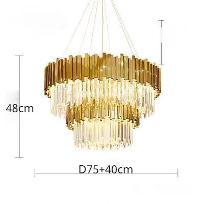 Suspension lumineuse moderne dorée pendants transparents barres rayonnantes salon élégant