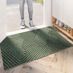 tapis d'entrée moderne rayures vert foncé marron gris antidérapant resistant taches