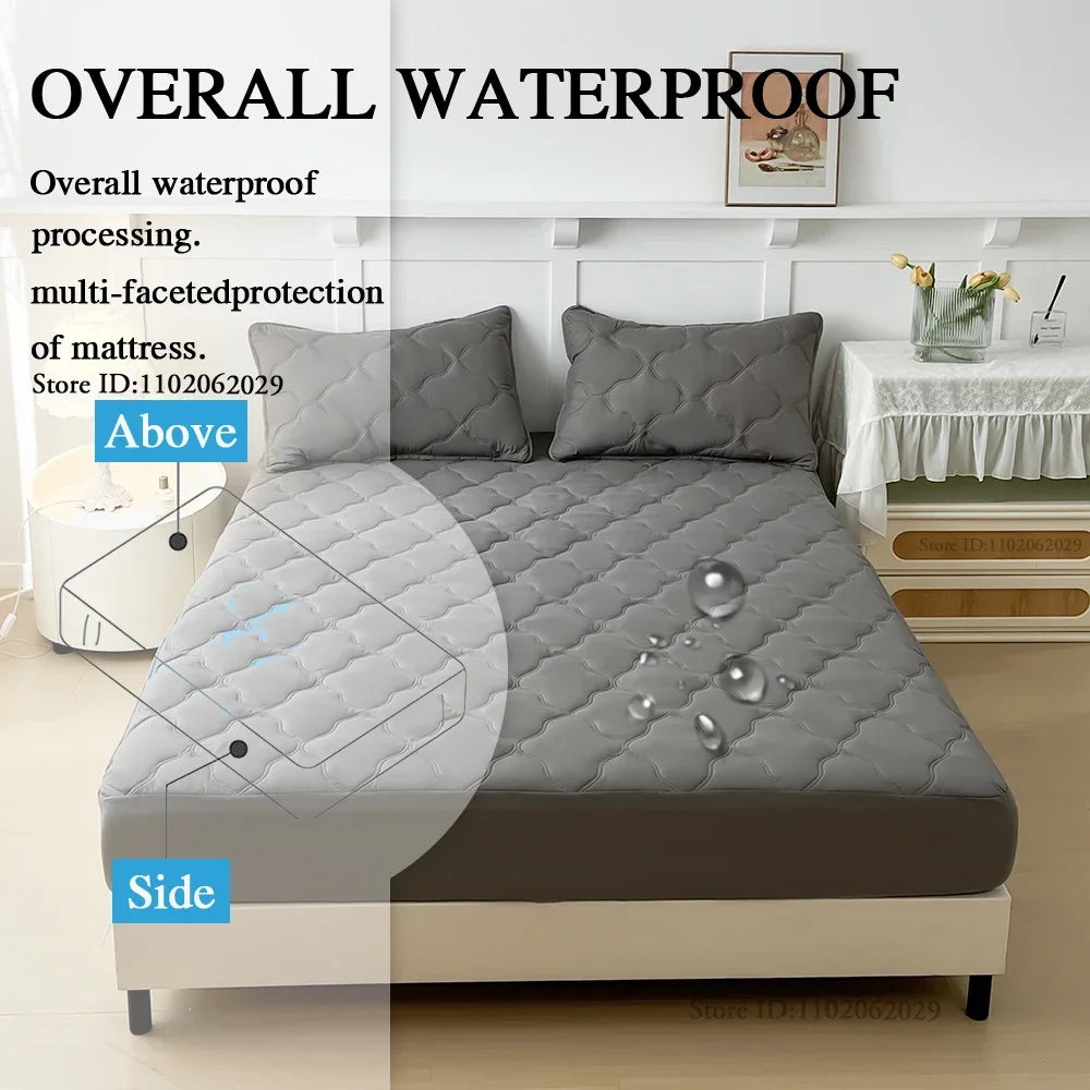 protège matelas imperméable quilté motif géométrique taies d'oreiller lit simple double