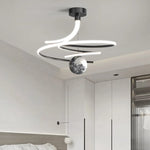 suspension lumineuse moderne minimaliste spirale sphère texturée noir blanc led chambre salon