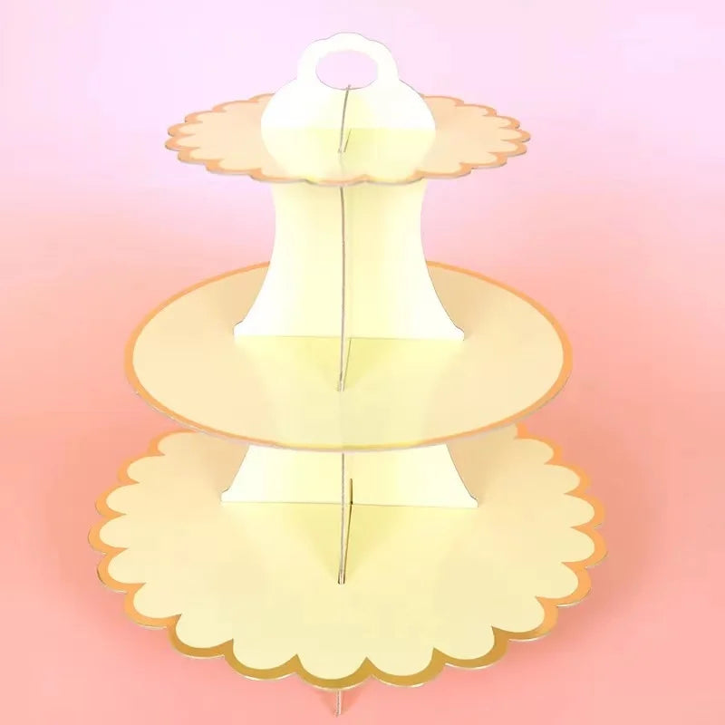 support cupcakes iridescent moderne rayures horizontales motifs floraux dorés anniversaire festive
