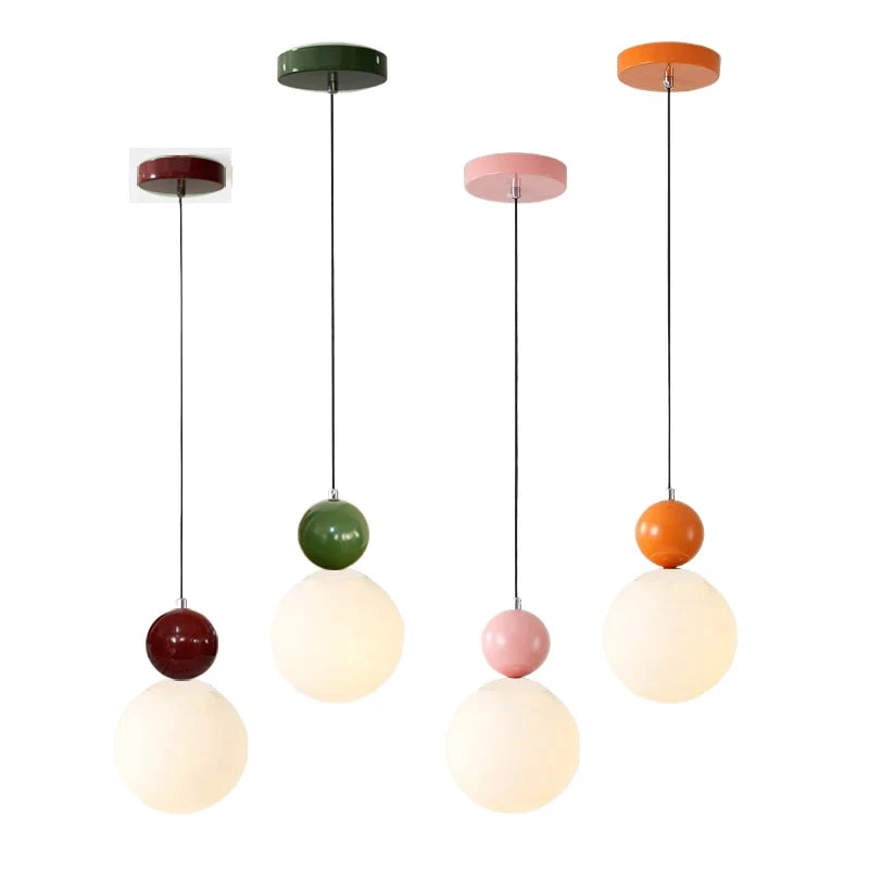 Suspension lumineuse moderne sphères translucides vert rose blanc orange rouge salon chambreôtel E27