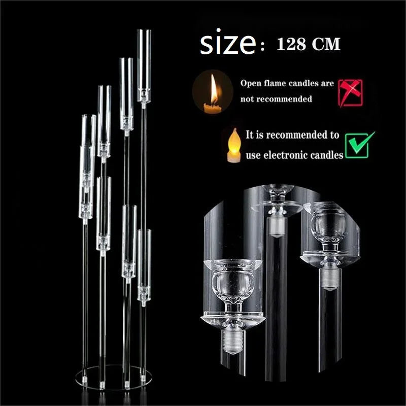 support bougies moderne transparent 98cm hauteur mariage led chandelles sac transport couteau précision