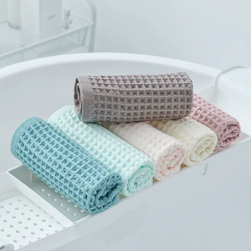 serviettes bain coton carreaux rose clair moderne absorbantes toilette Jaune Marron Bleu Vert